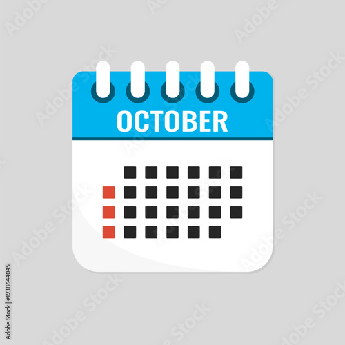 Vector template icon page calendar - October month