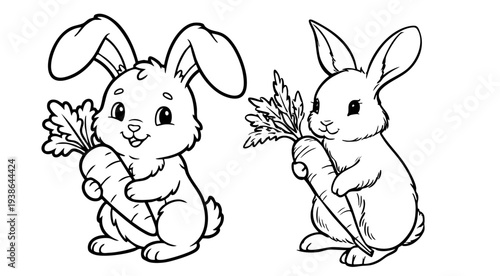 a4 colouring page bunny painting an easter egg. ready to print on standard A4 paper.