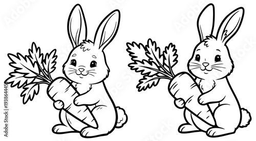 a4 colouring page bunny painting an easter egg. ready to print on standard A4 paper.