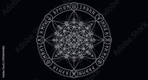 Sacred Geometry Symbol, Metatron Cube, Esoteric Rune Circle, Mystical Energy