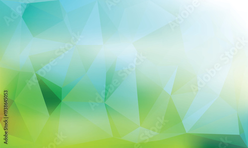 Gradient geometric pattern with green blue and yellow triangles