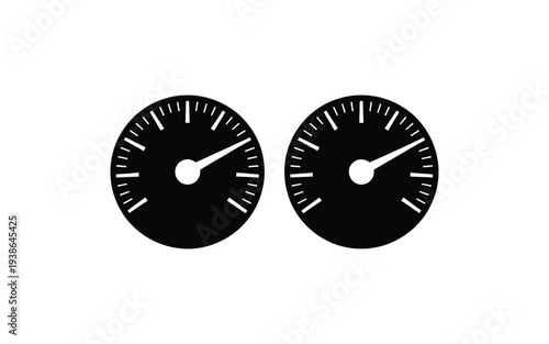 Speedometer tachometer symbol featuring circular gauge with needle indicator, car speed and internet speed concept icon, clean modern vector graphic for dashboards, mobile UI, vehicle systems