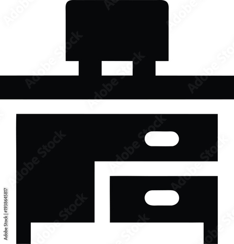 reception desk with logo silhouette vector illustration on transparent background