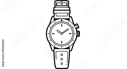 Elegant Wristwatch Illustration with Classic Design and Leather Strap