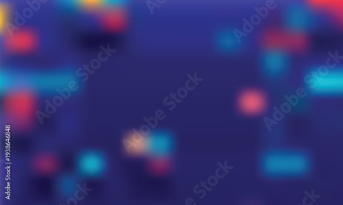 Multicolored blurry spots on dark blue background abstract