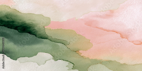Abstract watercolor background with vintage clouds and a textured world map illustration featuring a grunge paper design of Earth's geography across the sky and sea
