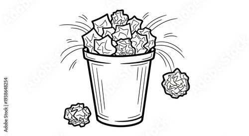 A bucket filled with ice cubes, with some falling out.