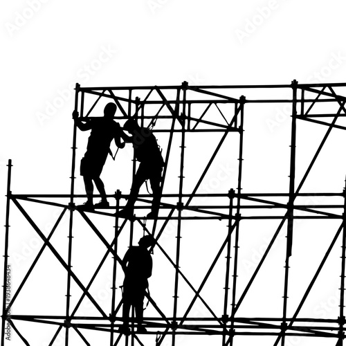 Obreros trabajando en andamio