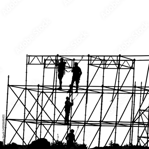 Obreros trabajando en andamio