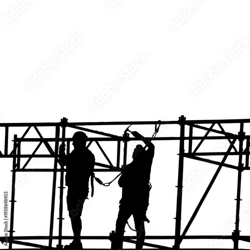 Obreros trabajando en andamio