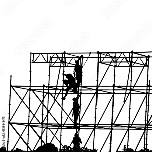 Obreros trabajando en andamio