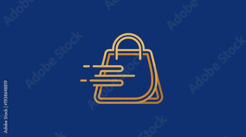 This image displays a stylized shopping bag with movement lines, symbolizing speed and convenience in shopping, reflecting modern consumer habits and the fast-paced lifestyle.