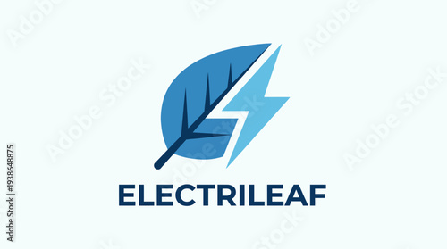 This logo uniquely combines a leaf and a lightning bolt, representing the fusion of nature and technology, perfect for eco-friendly and innovative brands.
