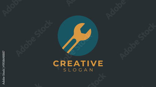 An iconic logo featuring a wrench that symbolizes creativity and innovation, ideal for any company offering unique solutions and services in the tech or engineering industries.