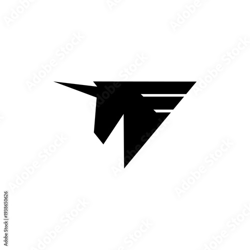 Winged unicorn logo vector illustration. Stylized mythical creature silhouette, horse winged logo vector,