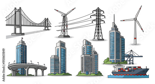 Modern Infrastructure and Urban Development Elements.