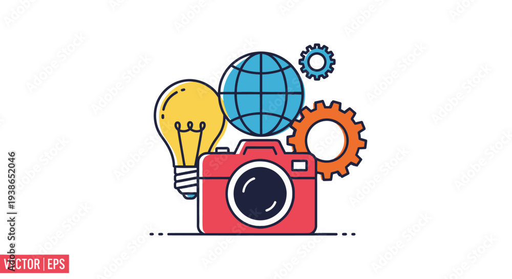 Fototapeta premium Creative Photography Concept with Camera and Ideas.