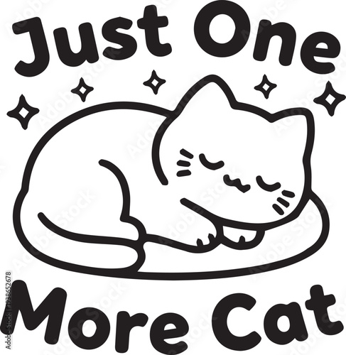 Lazy Sleeping Cat T-Shirt Design – Just One More Cat Quote