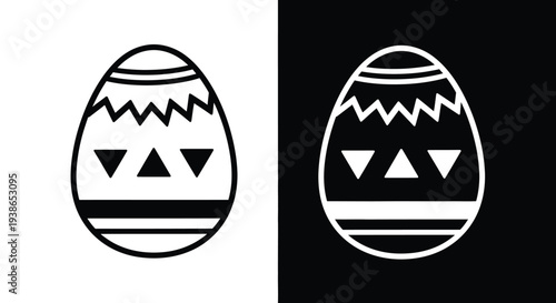 Geometric pattern egg outline in black and white.
