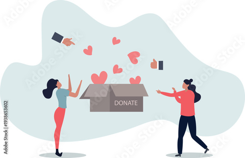 kind volunteers holding letter of Give word.person's life situation and his activities.