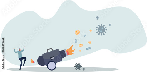 Coronavirus crisis money stimulus plan, money injection by FED, QE Quantitative Easing to help aid economic in COVID-19 Coronavirus lockdown.person's life situation and his activities.