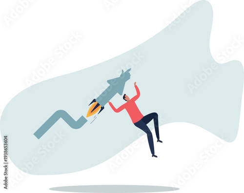 Investment growth boosting profit earning, increase market return or boost growth, growing fast, startup launch project or improvement concept.person's life situation and his activities.