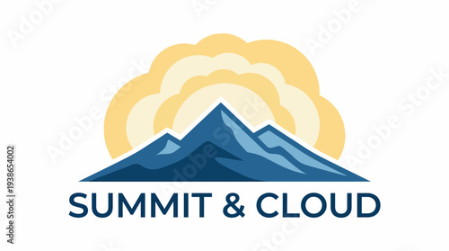 A striking logo that combines mountains and clouds, symbolizing adventure and exploration, perfect for outdoor brands or travel agencies focusing on nature experiences.