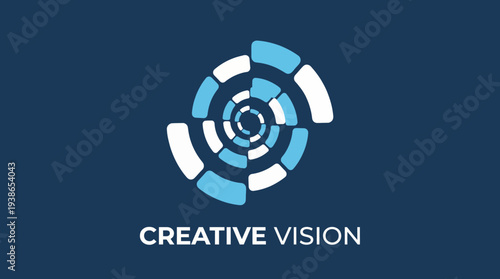 A spiraling and dynamic logo design that represents creativity and innovation, making it ideal for a creative agency or vision-based brand.