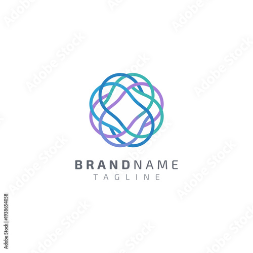 The image showcases a sophisticated interlocking design in pastel shades of teal and purple, representing unity and connection for brands and organizations.