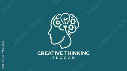 The image portrays a silhouette of a person with gears and a light bulb, symbolizing innovative thinking and the integration of ideas in a creative mindset.
