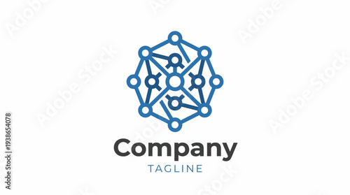 This logo illustrates interconnected nodes representing a network, symbolizing innovation and technology, making it ideal for tech firms or network service providers.