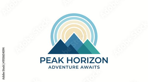 This logo aesthetic captures the thrill of outdoor adventure with mountain silhouettes and radiant sun elements, inviting exploration and discovery in a natural setting.