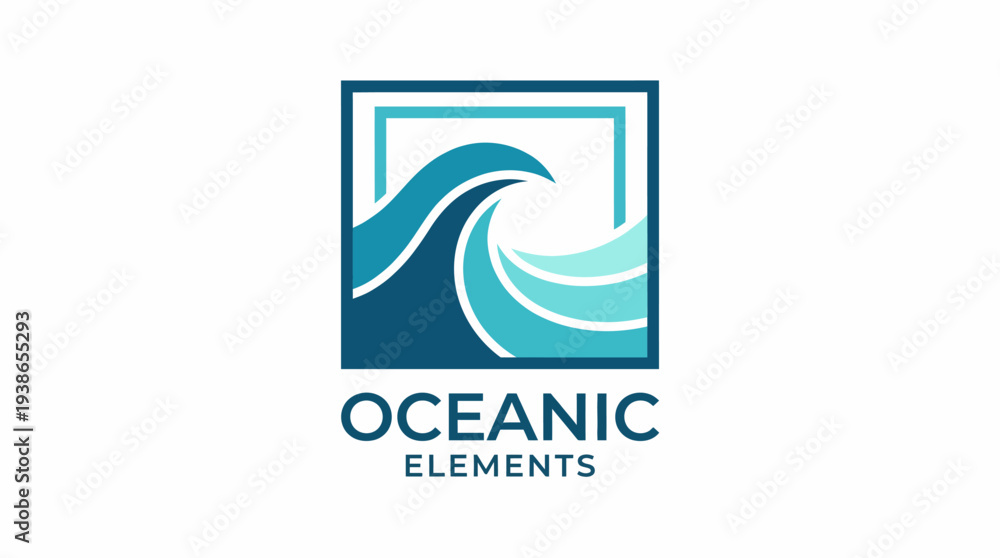 Fototapeta premium This logo features dynamic ocean waves inside a square boundary, symbolizing strength and fluidity, ideal for branding aquatic businesses or maritime services.