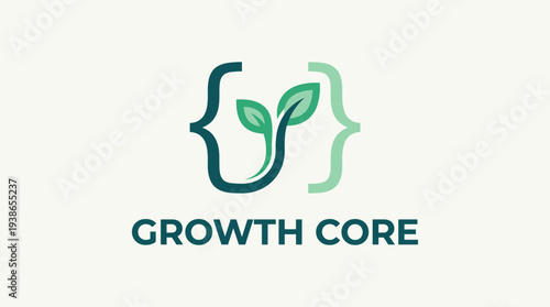 Featuring a stylized green sprout, this logo represents growth and sustainability, perfect for a business promoting eco-friendly practices in its core values and mission.