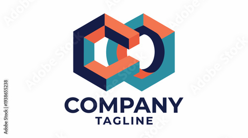 A modern logo crafted from geometric shapes, conveying innovation and teamwork through its three-dimensional design, emphasizing collaboration and connection.