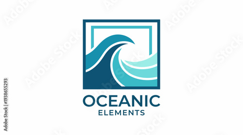 This logo features dynamic ocean waves inside a square boundary, symbolizing strength and fluidity, ideal for branding aquatic businesses or maritime services.
