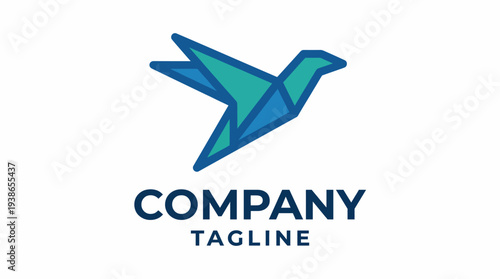 A modern bird logo designed with geometric shapes, representing freedom, progress, and creativity; perfect for tech brands aiming to convey innovation and dynamism.