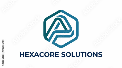 This modern hexagonal logo reflects the essence of 'Hexacore Solutions' with intertwined paths, symbolizing connectivity in technology and innovative solutions.