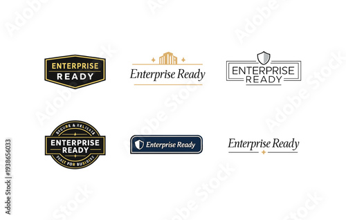 Enterprise ready logo designs collection with shield and badge themes