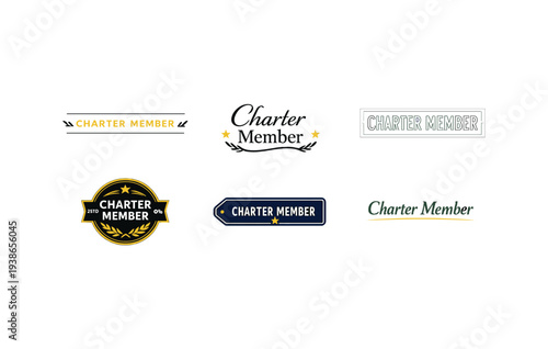 Collection of charter member badges and logos in various styles
