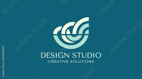 This logo features a modern design with flowing shapes representing creativity, inspiration, and transformation in a design studio context, ideal for brand identity.