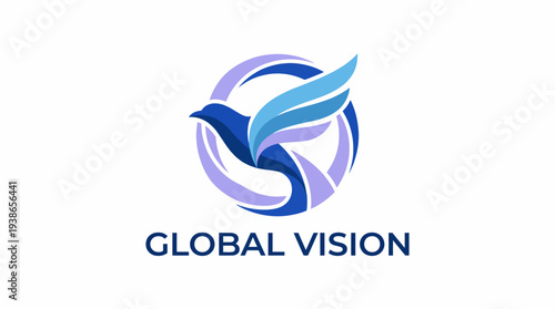 This elegant logo portrays a bird in flight, symbolizing freedom, vision, and leadership, perfect for organizations with a global perspective and future-driven goals.