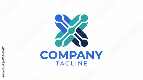 This logo features interlocking circular shapes in varying shades of blue, symbolizing connectivity and collaboration, making it perfect for a tech or innovation-focused company.