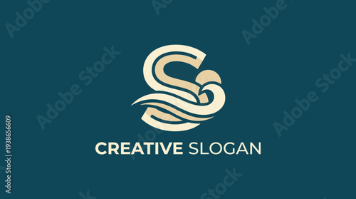 This artistic image presents a creative slogan logo featuring an S shaped design with flowing waves, symbolizing fluidity and inspiration in branding and marketing efforts.