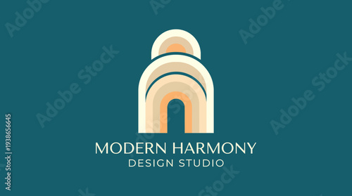 This logo elegantly combines arches in soft colors, representing balance and creativity, perfect for a modern design studio's identity and visual appeal.