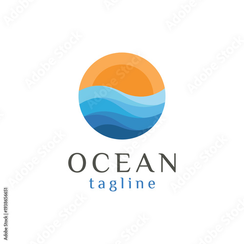 This serene sunset ocean logo illustrates warmth and tranquility, ideal for brands in travel, leisure, or wellness that promote relaxation and harmony.