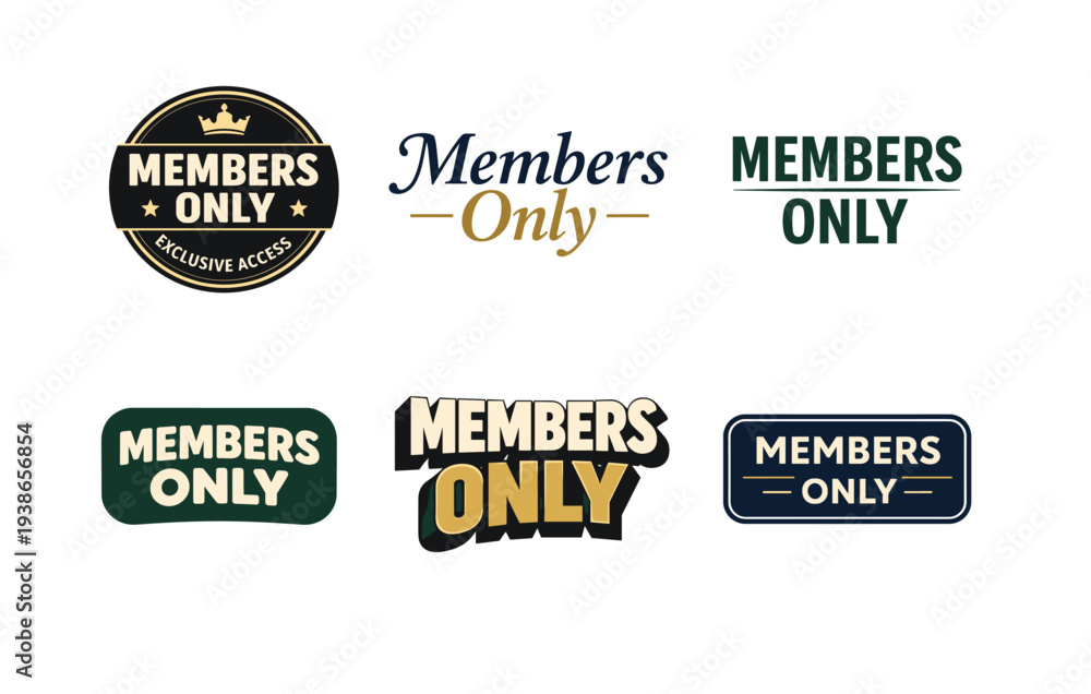 Obraz premium Members only labels set with various typography styles and colors
