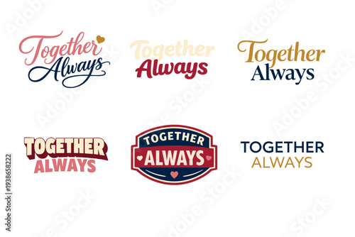 Diverse together always logos with creative typography styles