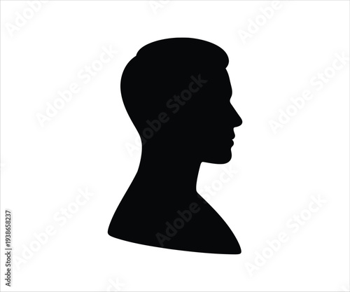 Black silhouette of a man s head and shoulders in profile