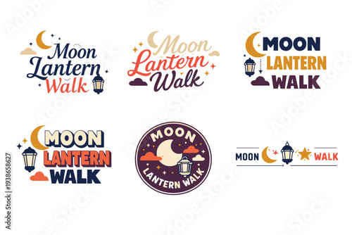 Moon lantern walk designs with crescent moon and lantern motifs